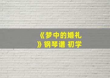 《梦中的婚礼》钢琴谱 初学